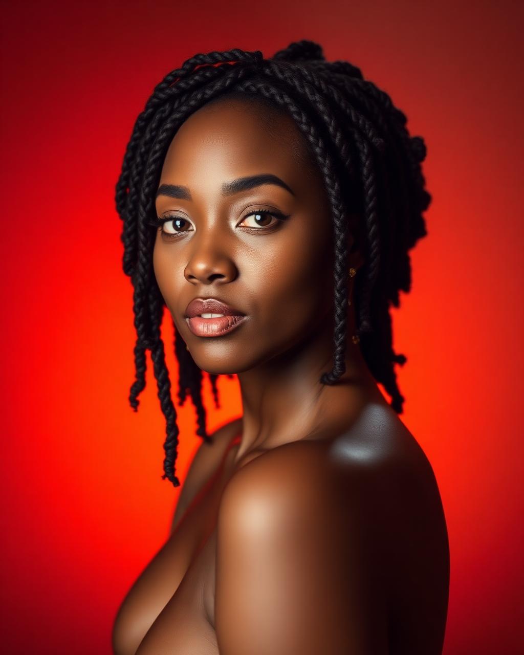 Goddess locs styled half-up